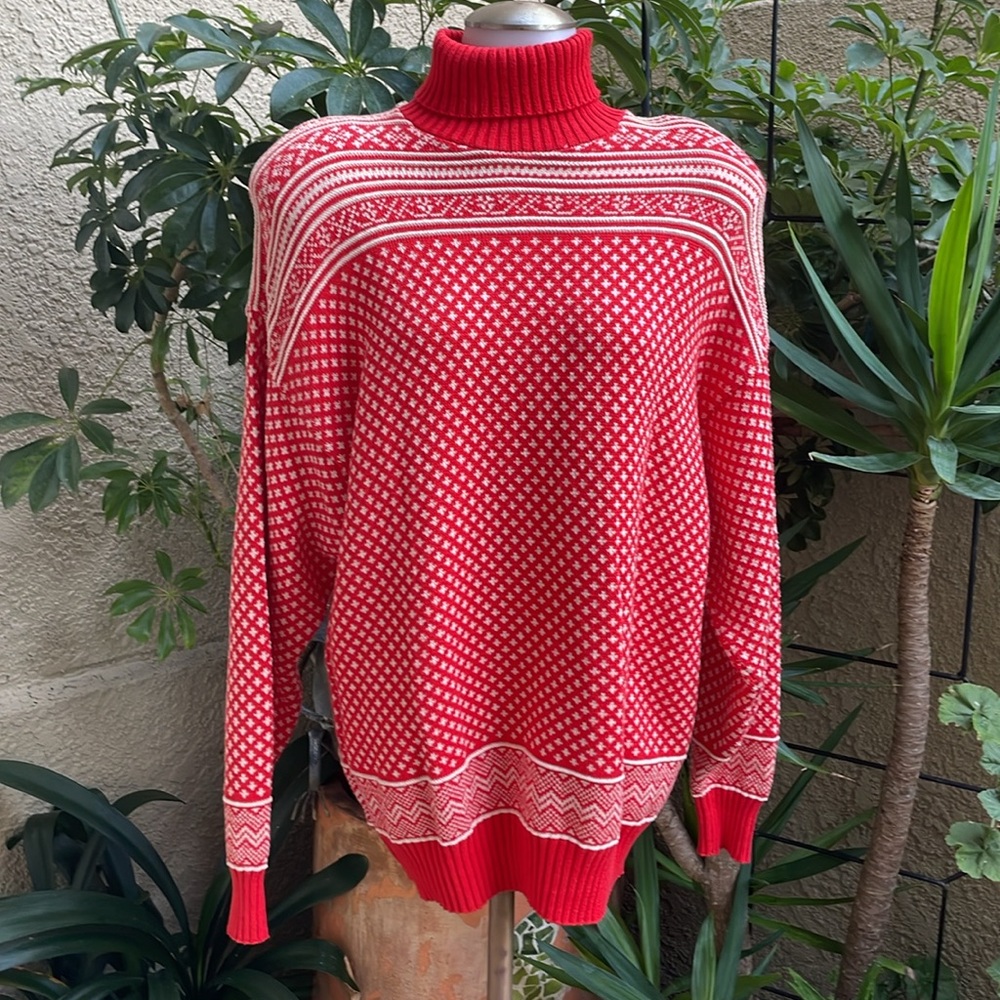 New vintage 80’s reddish orange/cream Liz Claiborne cotton knitted sweater